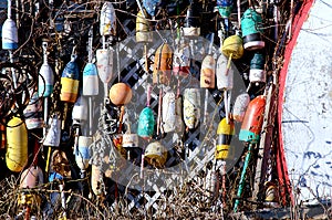 Colorful buoys on display