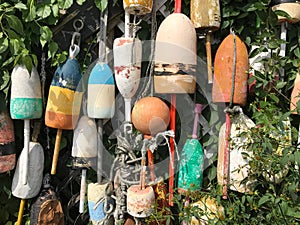 Colorful Buoys hanging from ropes