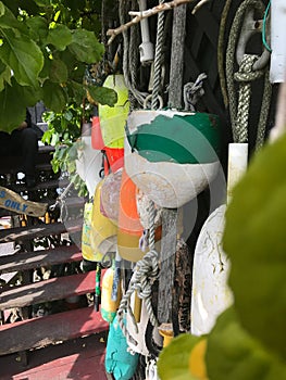 Colorful buoys outdoors