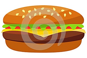Colorful burger hamburger cheeseburger fast food icon poster.
