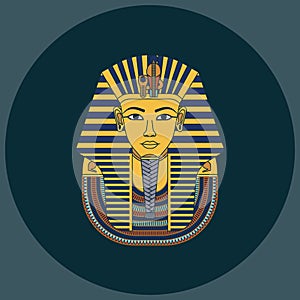 Colorful  Burial Mask Illustration Egyptian golden pharaohs mask icon flat isolated on background
