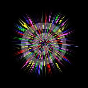 Colorful burst, abstract explosion. Color blast graphic effect. Vector.