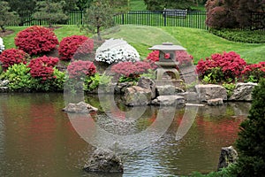 Colorful bushes and Koi Pond