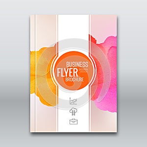 Colorful Business background watercolor stain design. Cover Brochure Magazine flyer report modern unusual template