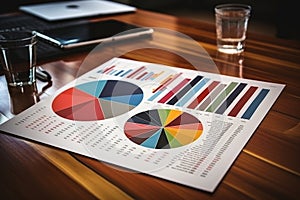 Colorful business statistics sheet for sales, profit, and data analysis concept