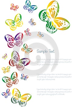 Colorful butterflies isolated on white