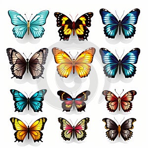 Colorful Butterflies: Realistic Portrayal Of Light And Shadow