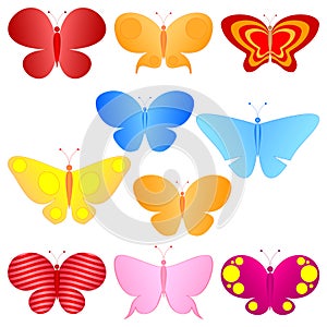 Colorful butterflies set