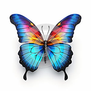 Luminous 3d Butterfly On White Background - Ultra Realistic Iconographic Symbolism photo