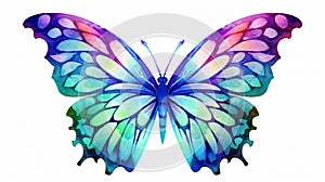 Colorful butterfly isolated on white background. Watercolor Illustration. Generative AI