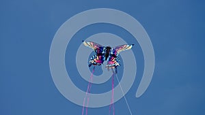 Colorful butterfly kite in a cloudless summer sky