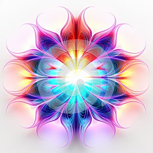 Vibrant Neon Psychedelic Flower Vector Illustration