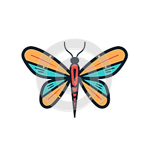 Colorful butterfly vector illustration isolated white background. Artistic representation photo