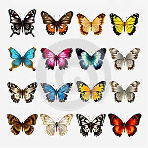 Colorful Butterfly Vector Set - Photorealistic Royalty Free Clipart