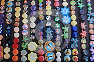 Colorful button collection display