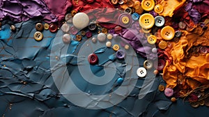 Colorful buttons on a blue background, AI