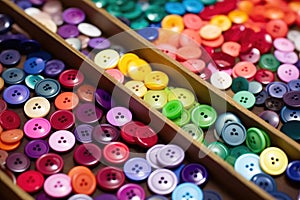 colorful buttons scattered on a tailors desk