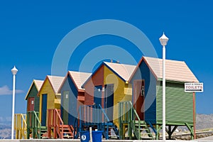 Colorful cabins at the beach in St. James, South Africa