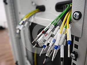 Colorful cable harness prepared to assembly