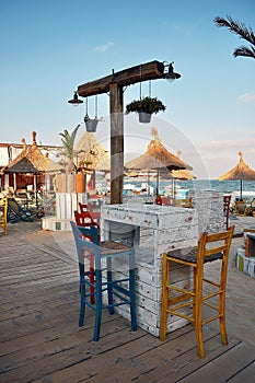 Colorful cafe bar at the beach