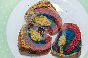 Colorful cake on a plate - Bundt cake