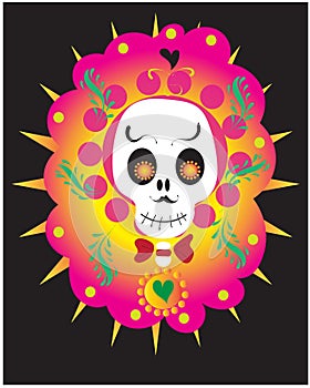 Colorful Calaverita - sugar skull  illustration photo