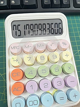 colorful calculator displaying numbers