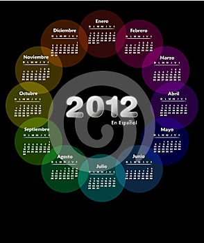 Colorful calendar 2012 in spanish