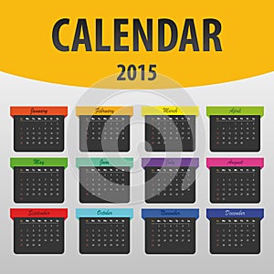 Colorful calendar 2015 year. banner template. Vector