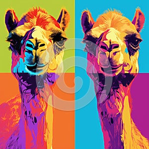 Colorful Camel Pop Art Prints For Interior Decor