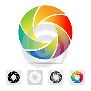 Colorful camera shutter logo , Illustration.