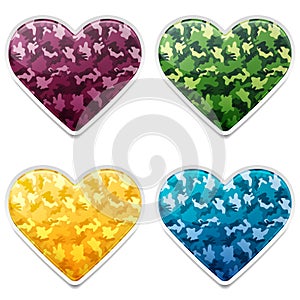 Colorful Camouflage Hearts