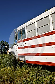 Colorful camper school bus