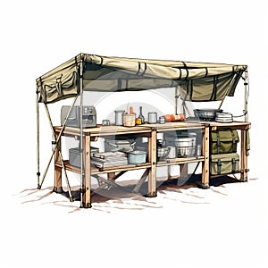 Colorful Camping Kitchen Artwork With Meticulous Detail