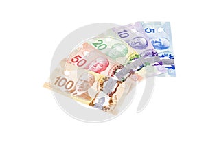 Colorful Canadian Dollar Bills in Various Denomination 4 photo