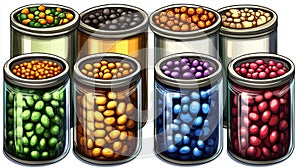 Colorful Candies and Snacks in Jars