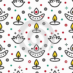 Colorful candles, flower, and dot pattern on white background