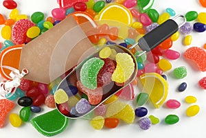 Colorful Candy Background with Blank Tag