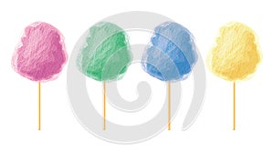 colorful candy cotton set. vector