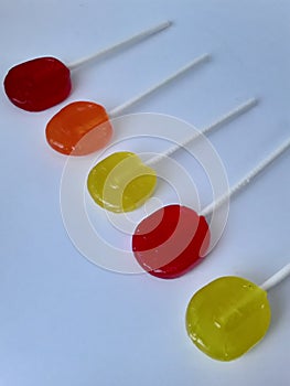 Colorful Candy suckers on a white background