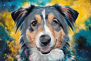 Colorful canine art beautiful painting showcases close up of dog