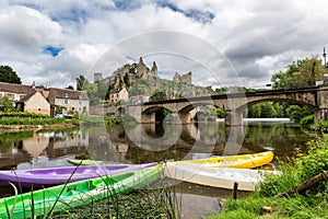 Colorful canoes on the river Anglin at Angles-sur-l'Anglin photo