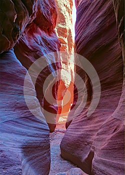 Colorful canyon walls in narrow slot canyon Wire Pass, Paria Canyon-Vermilion Cliffs Wilderness, near the Utah-Arizona border, sou photo