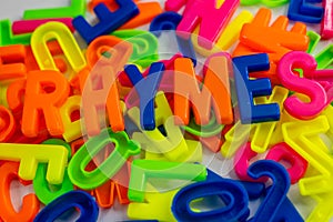 Colorful capital Letter Magnets Spell Out Rhymes photo