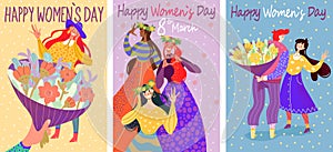 Colorful cards for International Women`s Day.