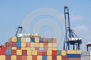 Colorful cargo containers in port