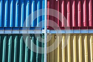 Colorful cargo containers stacked up