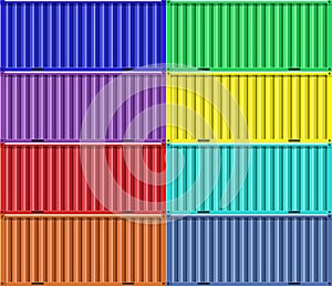 Colorful cargo shipping containers.