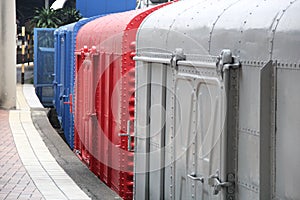 Colorful cargo train compartment