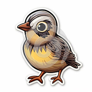 Colorful Caricature Bird Sticker - Cute Cartoon Quail Design